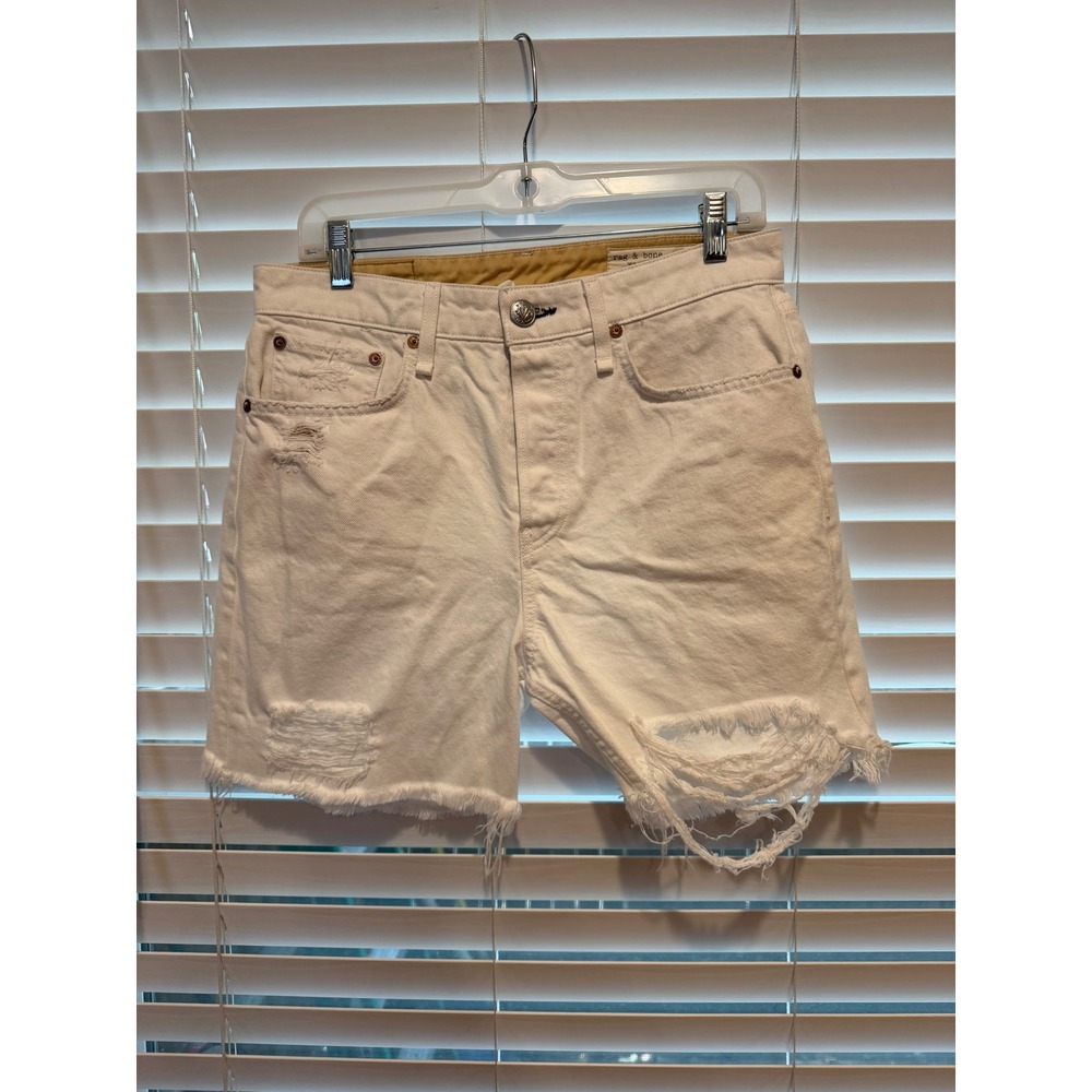 Rag & Bone Summer White Distressed Organic Cotton Denim Shorts 29 WDD21P1902B6SH